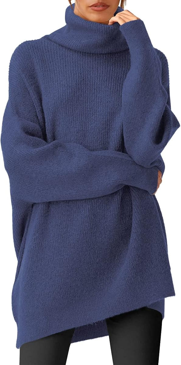 LILLUSORY Women's Fall Turtleneck Oversized Sweaters 2021 Long Batwing Sleeve Casual Pullover Swe... | Amazon (US)