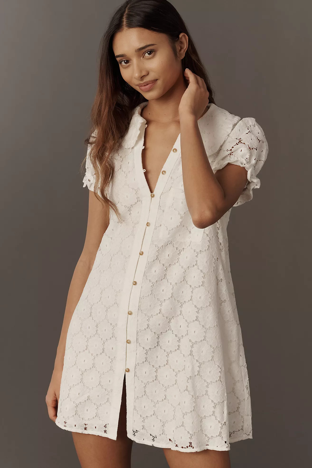 The Keira Lace Mini Dress by Pilcro | Anthropologie (US)