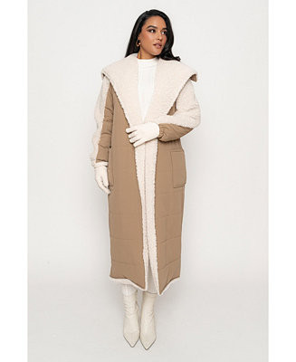 JLUXLABEL Women's Contrast Sherpa Coat - Macy's | Macy's