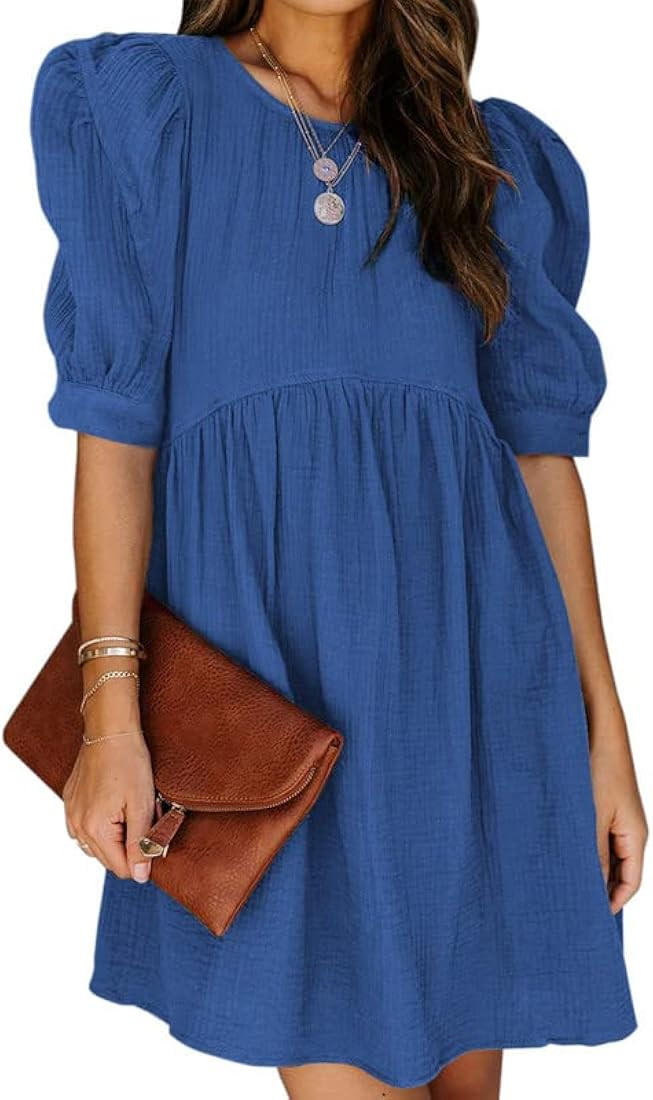 Dokotoo Womens Summer Spring V Neck Ruffle Chiffon Elegant Empire Waist Mini Short Swing Skater D... | Amazon (US)