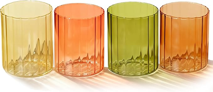 Amber & Brown Glassware Set of 4-14oz Modern Aesthetic Borosilicate Drinking Glasses for Water, C... | Amazon (US)