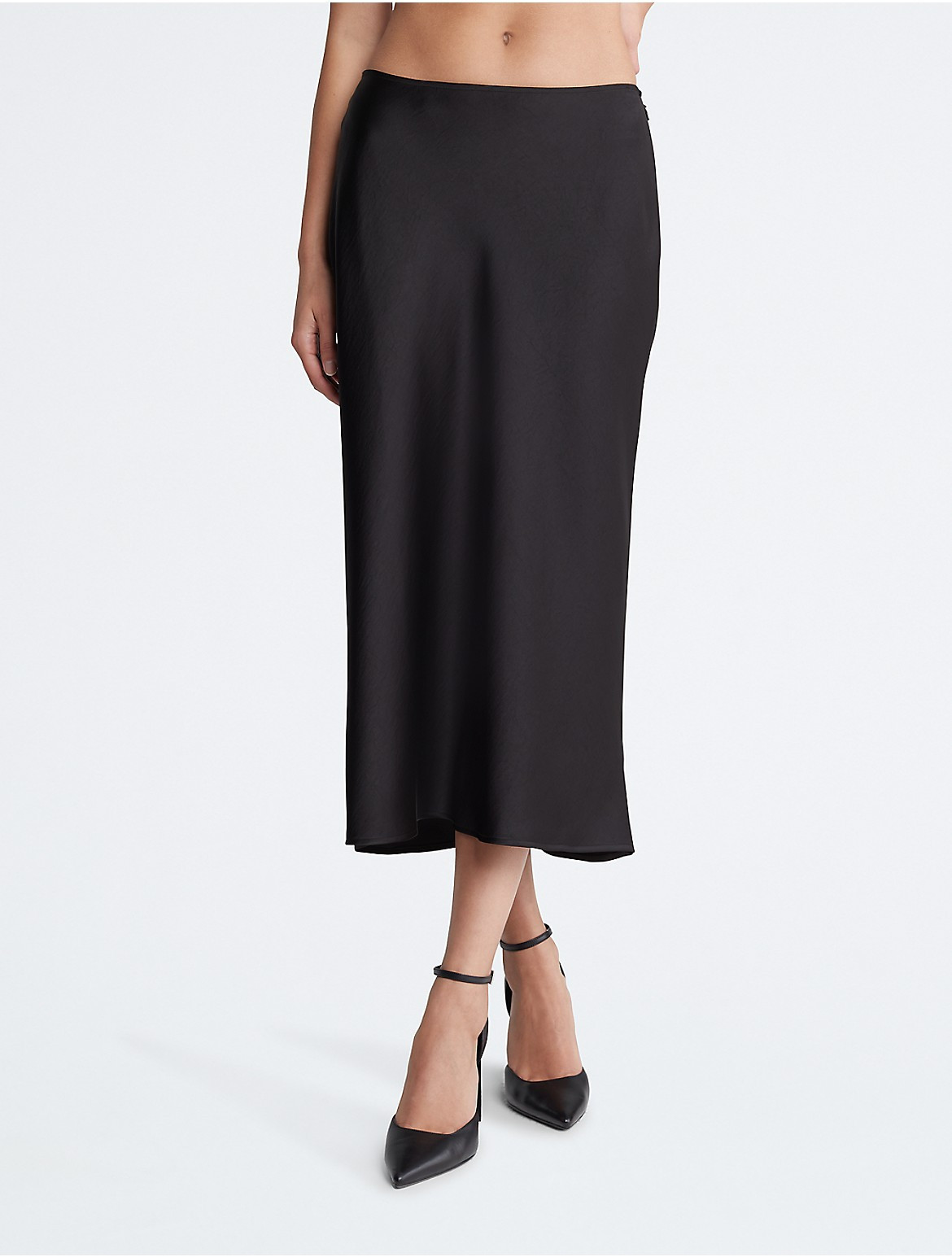Calvin Klein Women's Satin Midi Skirt - Black - 31 | Calvin Klein (US)