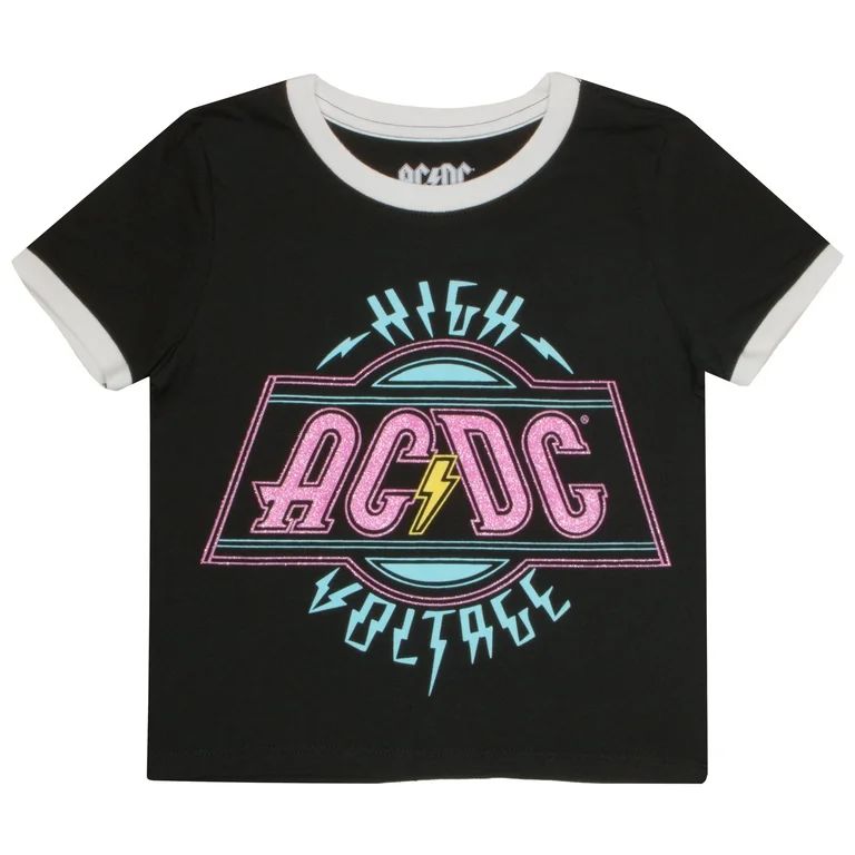 Isaac Morris Limited AC/DC High Voltage Graphics Girls Short Sleeve T-Shirt, Rock Band Tees for G... | Walmart (US)