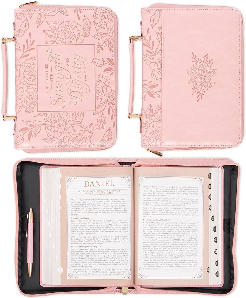 Christian Art Gifts Premium Vegan Leather Fashion Floral Bible Cover for Women: Strength & Dignit... | Amazon (US)
