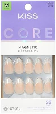 KISS CORE, Press On Nails, Nail glue included, 'Patchouli', White, Medium Size, Almond Shape, Inc... | Amazon (US)