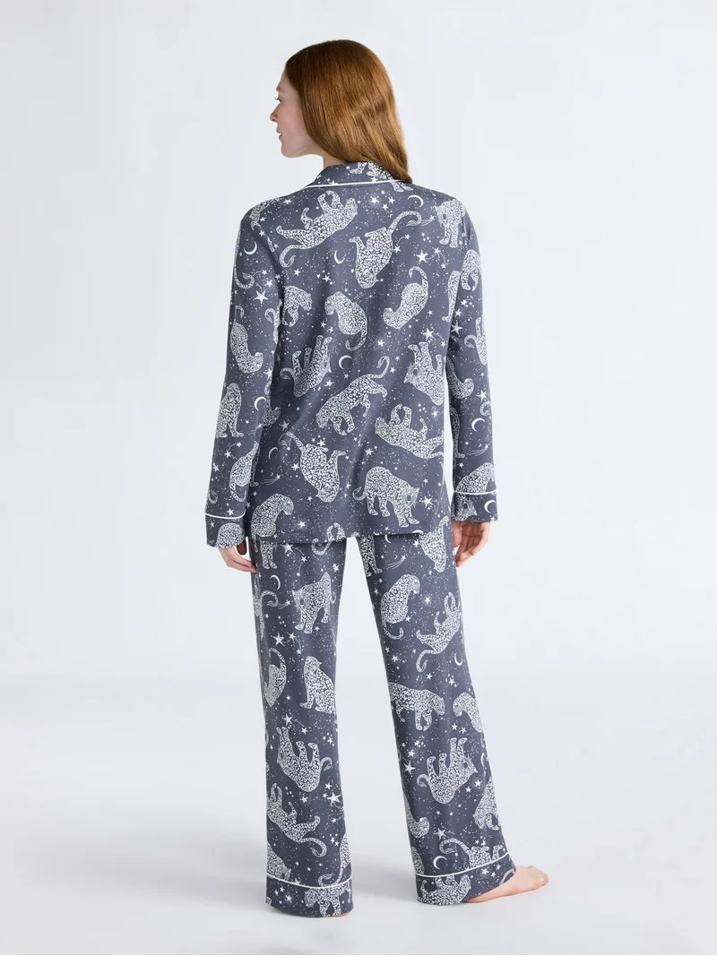 Joyspun Women’s Dreamy Soft Collection Long Sleeve Top and Pants Pajama Set, Sizes XS-4X | Walmart (US)