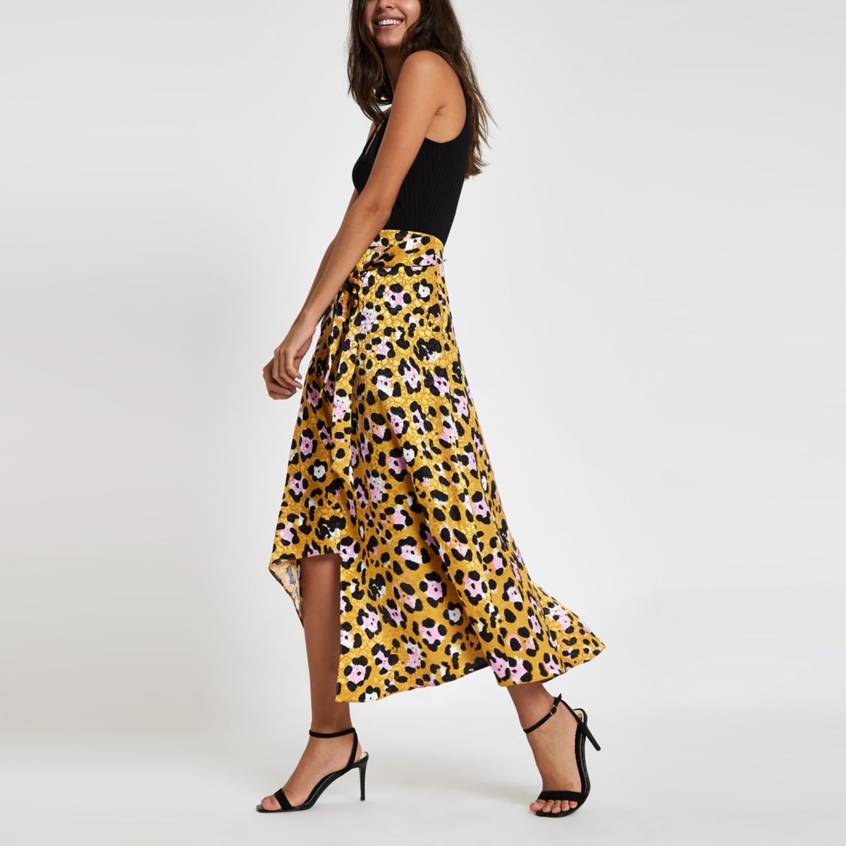 river island yellow leopard dress