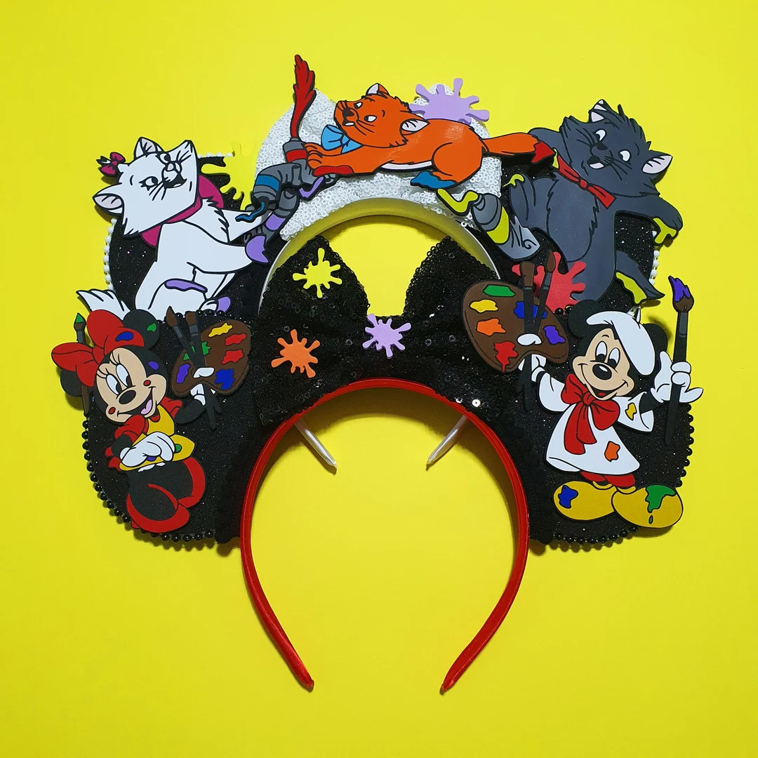Festival of the Arts Epcot Artist Mickey Artist Minnie Aristocats Painting Minnie Mouse Ears - Et... | Etsy (US)