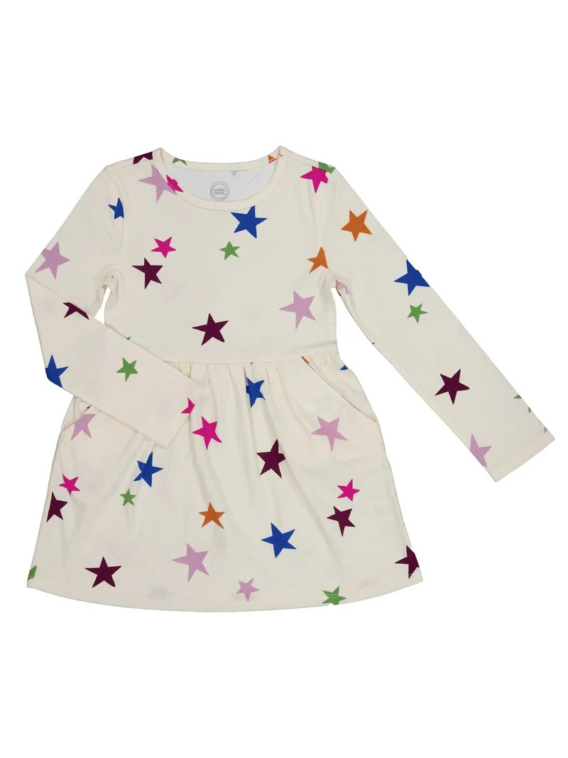 Wonder Nation Girls Long Sleeve Play Dress, Sizes 4-18 & Plus | Walmart (US)