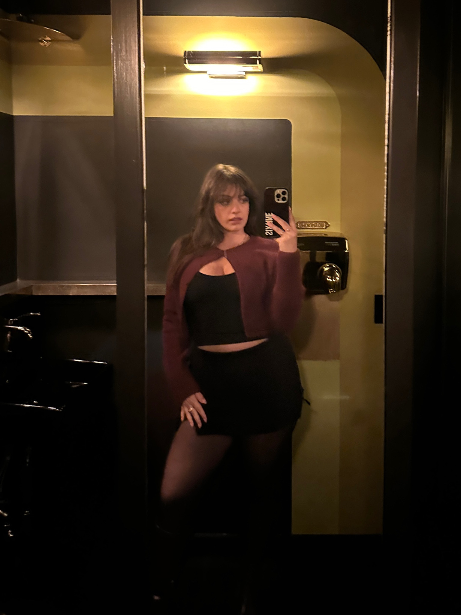 from my grwm for a date tiktok. jacket is thrifted and purse is from Ellie Studios 
