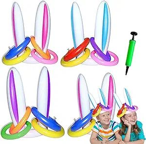 4 Pack Easter Inflatable Bunny Ears Ring Toss Game Easter Rabbit Party Games Inflatable Toys Gift... | Amazon (US)