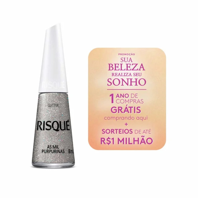 Esmalte Risqué As Mil Purpurinas Efeito Glitter Hipoalergênico com 8ml | Drogasil (BR)