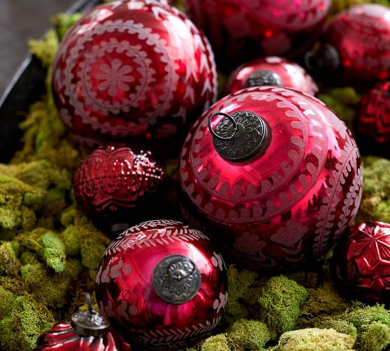 Etched Mercury Glass Ornaments | Pottery Barn (US)
