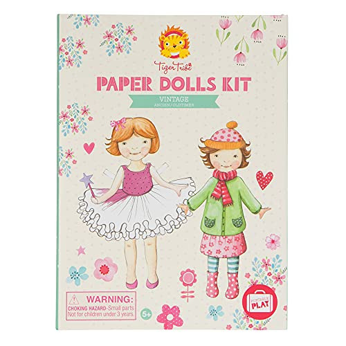Tiger Tribe: Paper Dolls Kit - Vintage - Design & Dress 2 Paper Dolls, Includes Clothes You Color in, Colored Clothes, Stickers & Colored Pencils | Amazon (US)