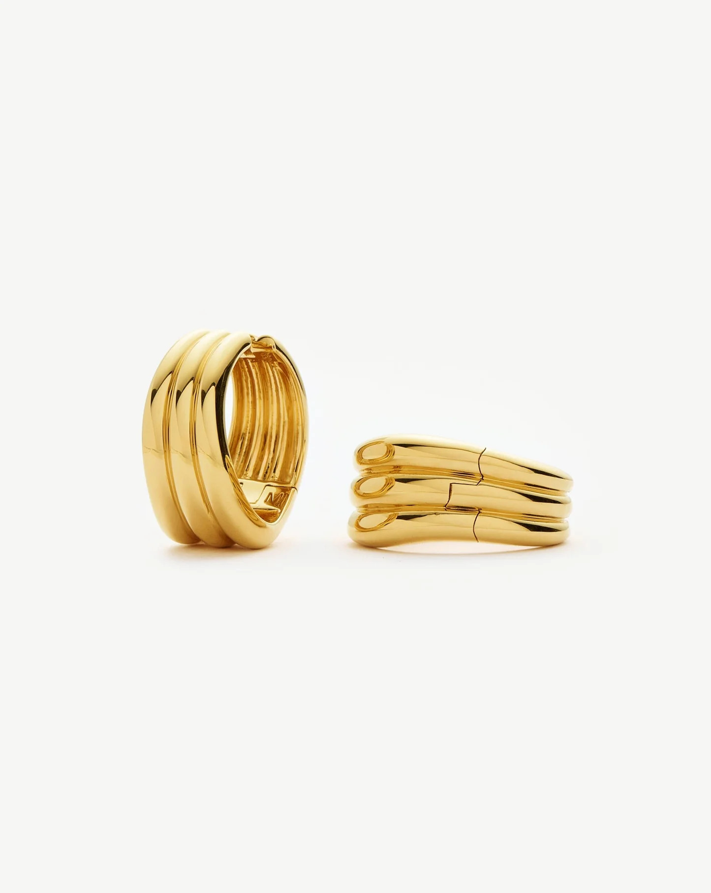 Savi Triple Ridge Medium Hoop Earrings | Gold | Missoma UK | Missoma UK