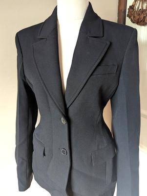 Zara Viral Mugler-Esque Black Hourglass Cinch Waist Blazer XS | eBay US