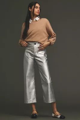 The Colette Cropped Wide-Leg Faux Leather Pants by Maeve | Anthropologie (US)