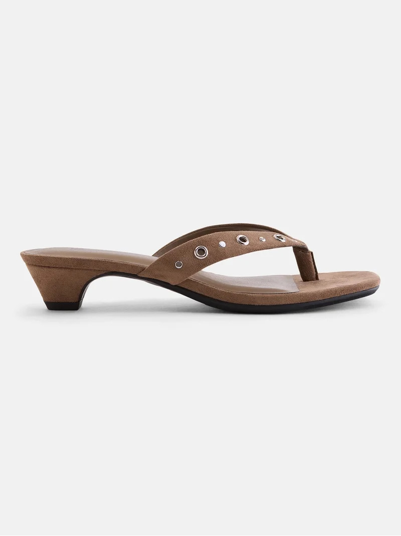 No Boundaries Women's Cone Heel Thong Sandals | Walmart (US)