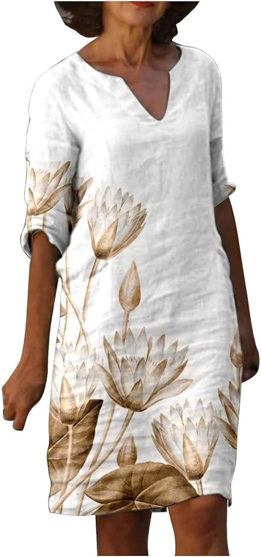Women's Casual Dresses Sleeve Dress Casual Print Beach Dresses Boho Dress Short Dress Casual Bohe... | Amazon (US)