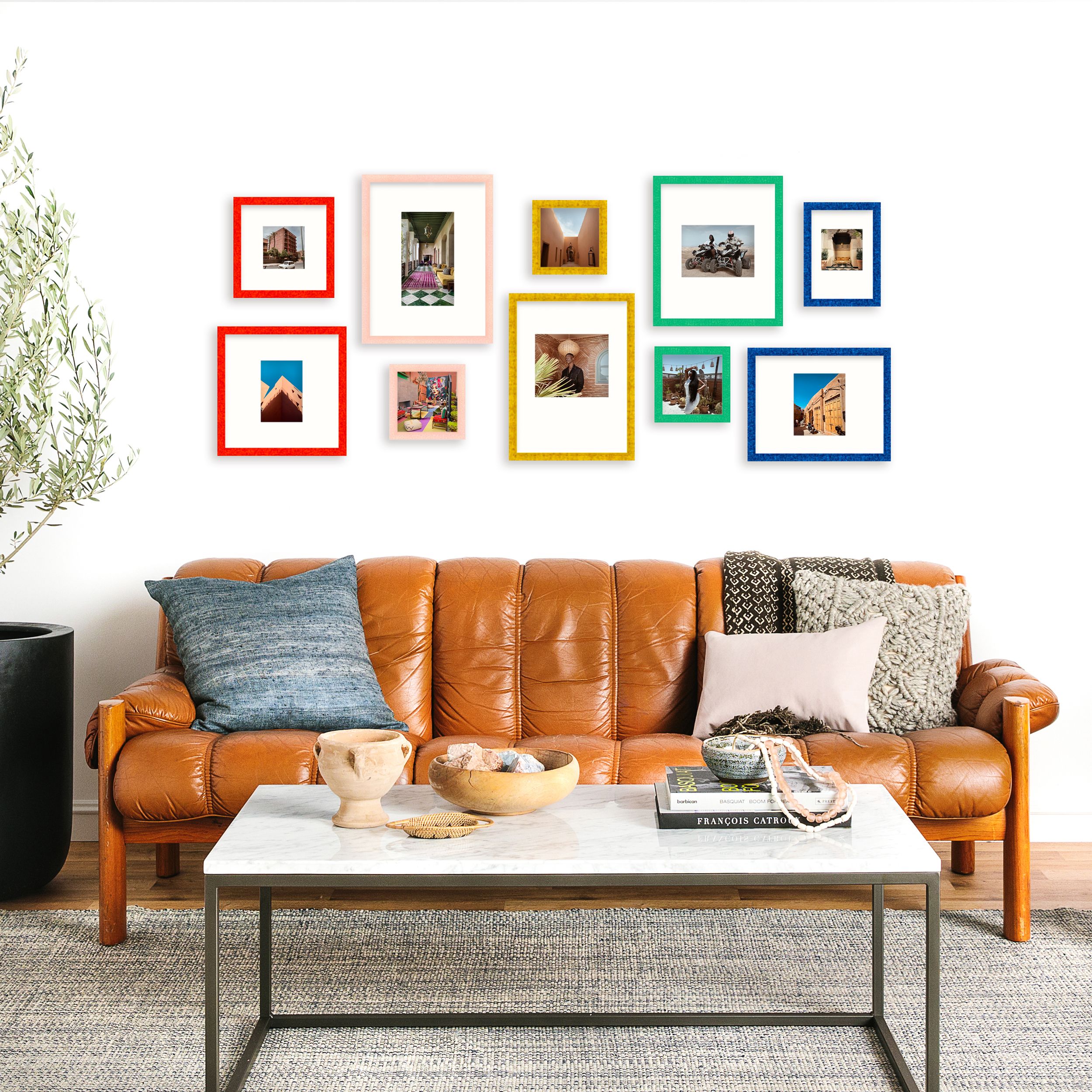 The Wide Organic Gallery Wall  |  10 custom photo frames - 65 x 27 arrangement | Gallery Wall Des... | Framebridge