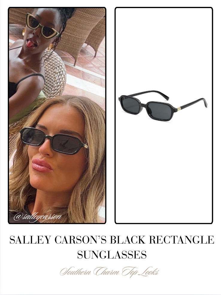 Salley Carson's Black Rectangle Sunglasses 📸= @salleycarson 

 