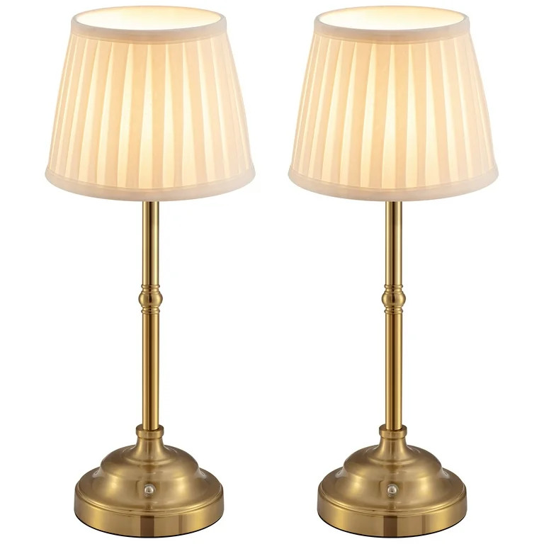 KDG Cordless LED Table Lamp Set of 2, Portables Fabric Shade Desk Lamps, 5000mAh Rechargeable Bat... | Walmart (US)