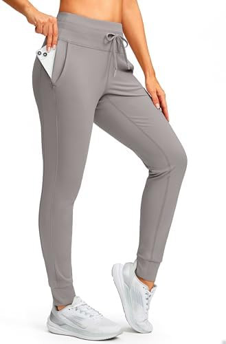 SANTINY Women's Fleece Lined Joggers with Pockets Slim Fit Ski Pants Winter Warm Leggings Hiking ... | Amazon (US)