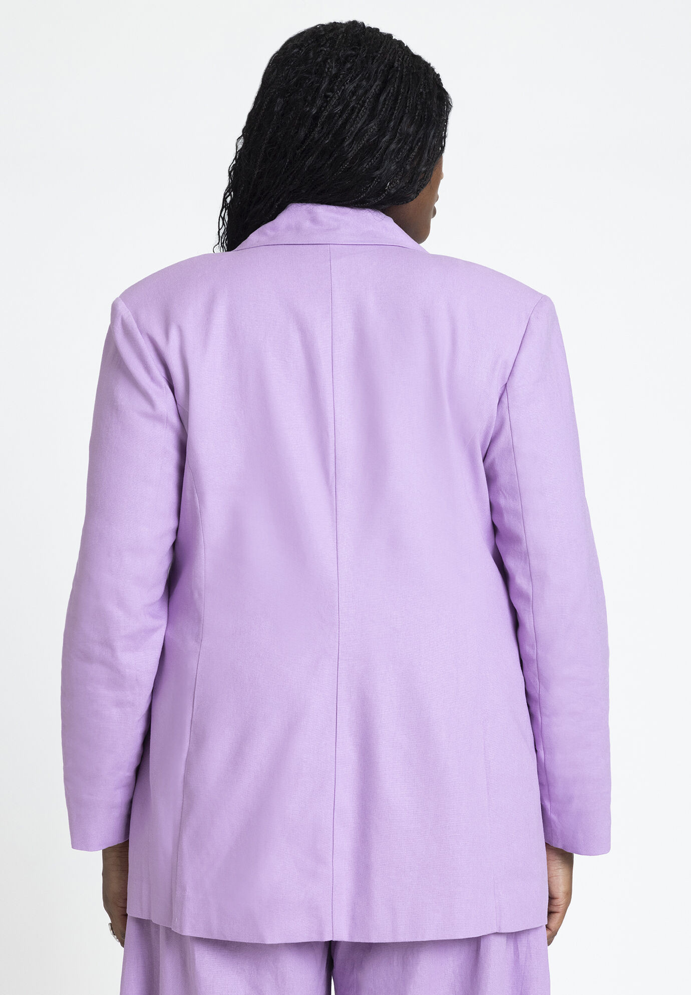 Oversized Strong Shoulder Linen Blazer | Eloquii