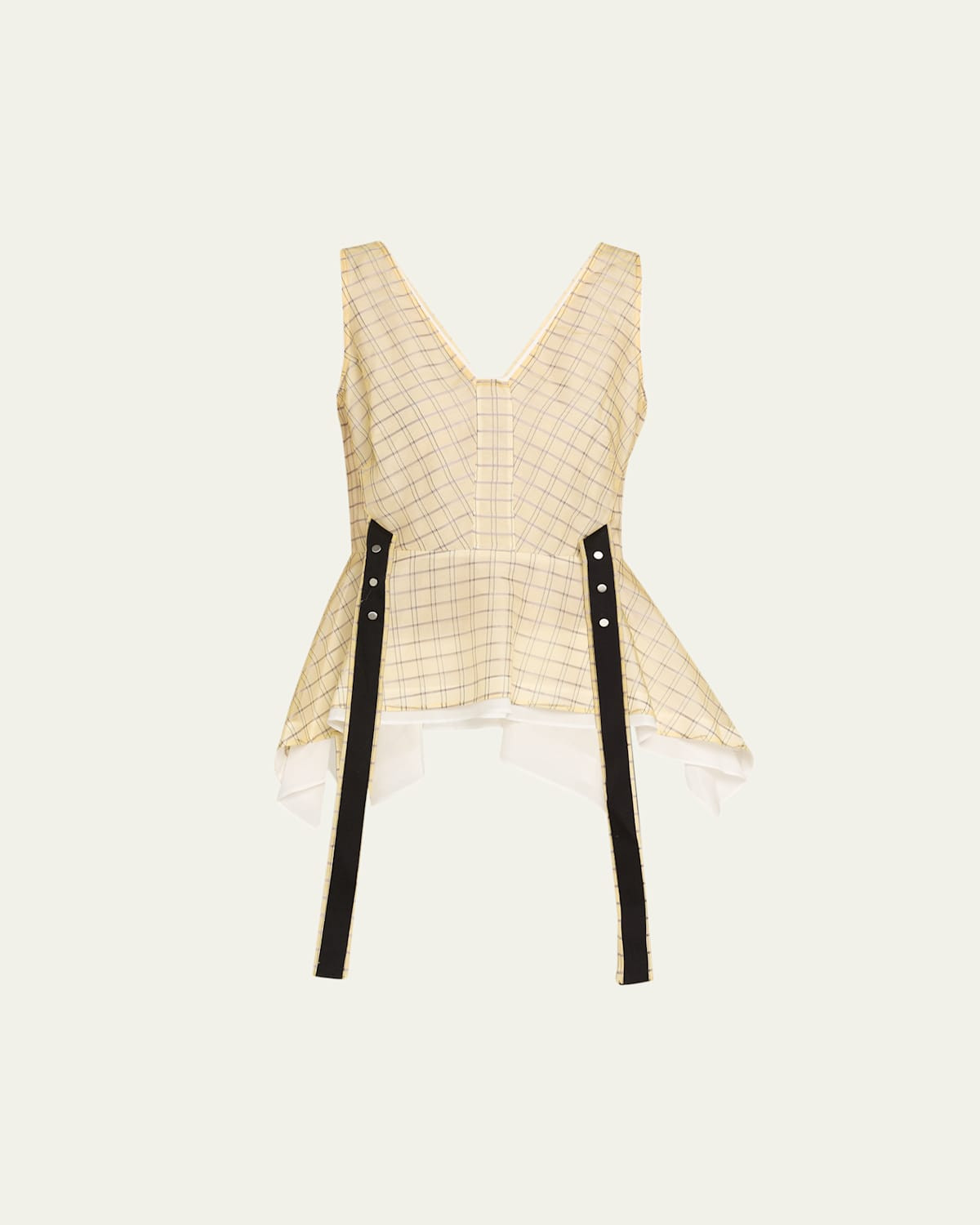 Sleeveless Plaid Organza Flounce Top | Bergdorf Goodman