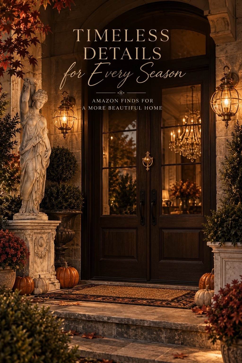 The prettiest homes don’t change with every trend—they get better with every season. 🍂🤎 Classic lanterns, sculptural accents, warm lighting, and just enough fall color create an entrance that feels collected rather than decorated.

These are the Amazon finds I love most: timeless enough to keep year after year, but impactful enough to make your home feel instantly more expensive. ✨

#AmazonFinds #AmazonHome #FallDecor #FallHomeDecor #FallFrontPorch #FrontPorchDecor #OutdoorLighting #TimelessInteriors #TraditionalHome #ClassicInteriors #OldWorldStyle #LuxuryForLess #DesignerLook #ElevatedHome #CallsignDesign