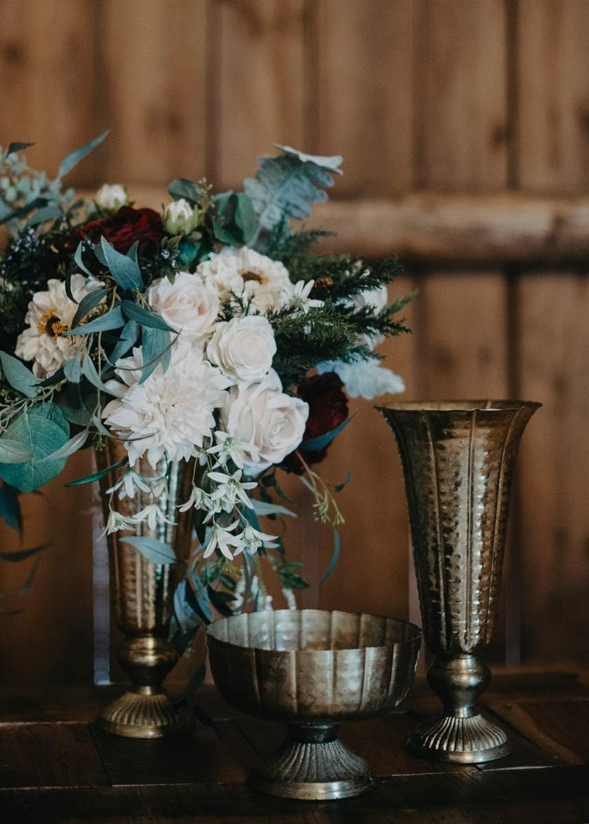 Afloral Distressed Gold Metal Fluted Vase | Amazon (US)