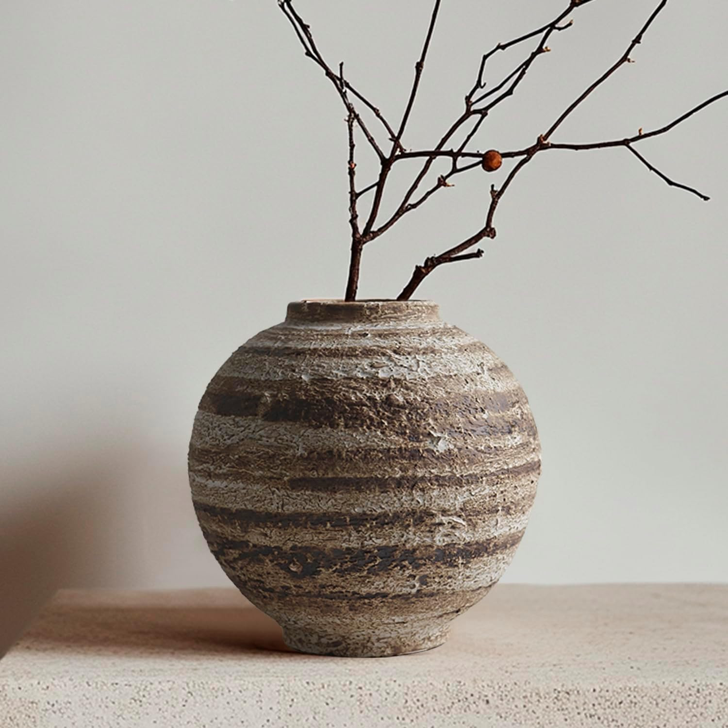 Ceramic Farmhouse Vase Rustic Decor,Pottery Decorative Flower Vases for Home Decor,Boho Vase for Table, Living Room,Bathroom,Shelf,Mantel Decoration,5.5 inch | Amazon (US)