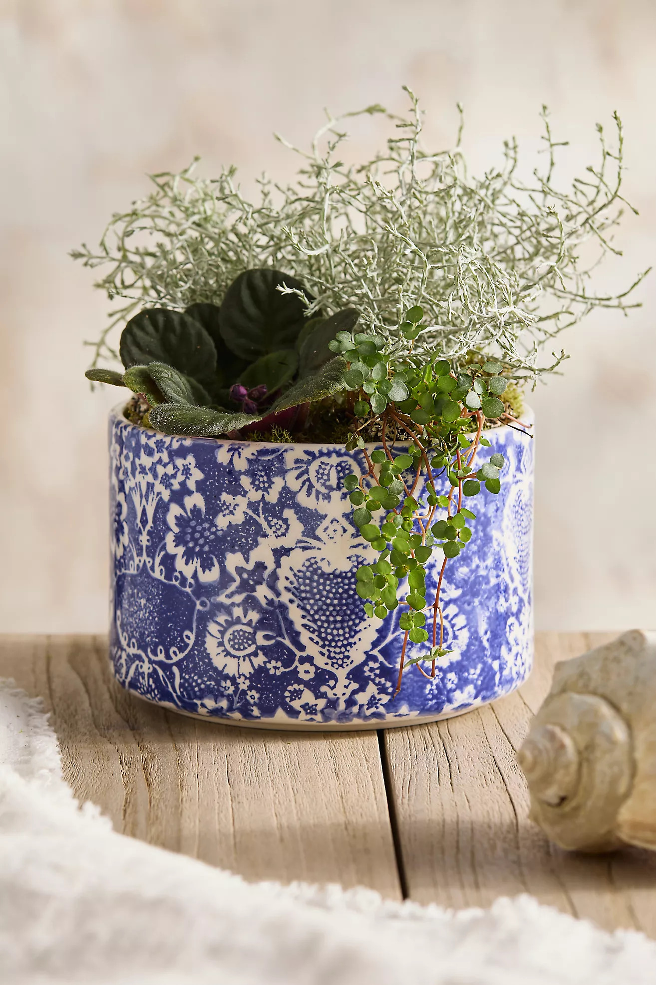 Italian Painted Floral Cylinder Planter | Terrain