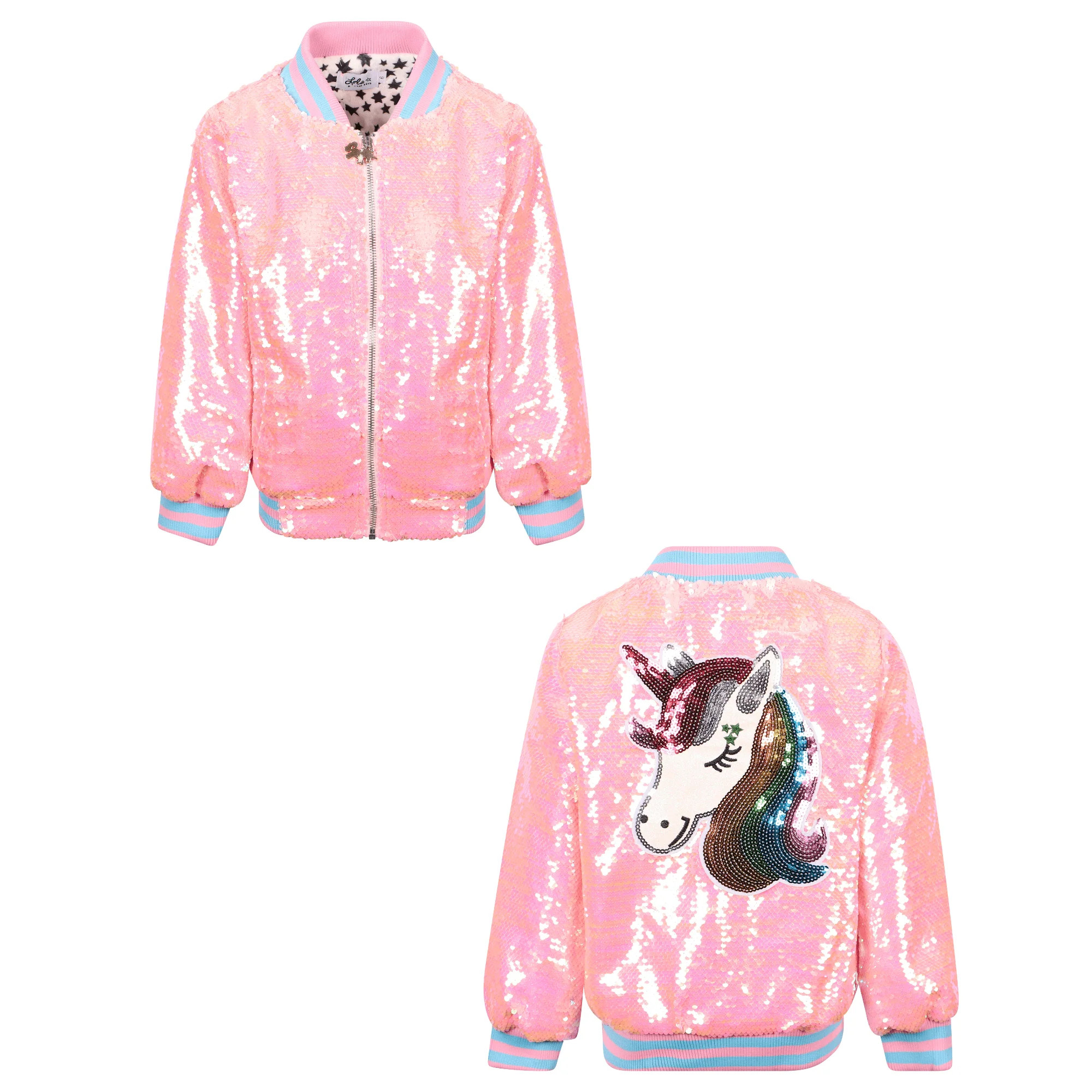Pretty in Pink Unicorn Sequin Bomber | Lola + The Boys