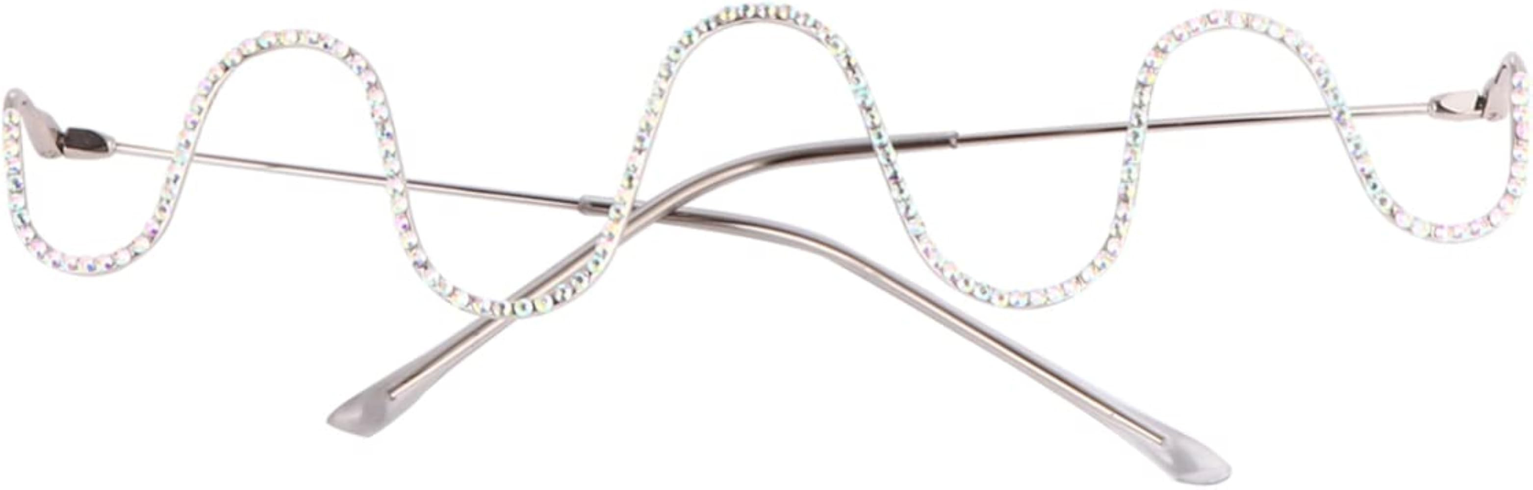 TENDYCOCO Glasses Frame with Diamond Half Glasses Frame No Lens Eyeglasses Frame Sparkling Fashio... | Amazon (US)