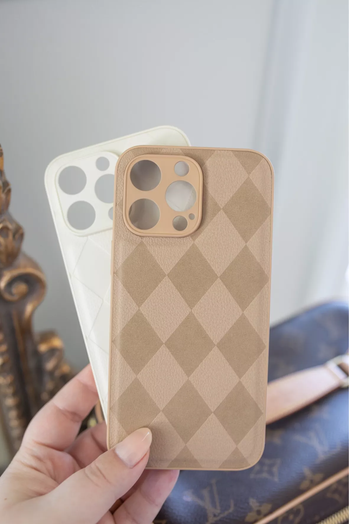 LV Printed Leather Case Cover For Iphone 13 Pro