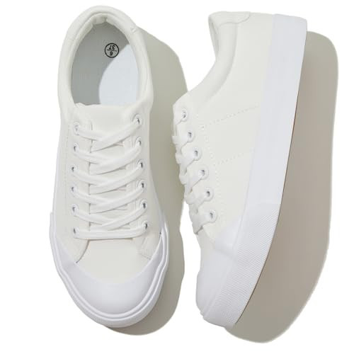 Witwatia White Tennis Shoes Low Top Canvas Sneakers Fashion Casual Walking Shoes for Women,US5 | Amazon (US)