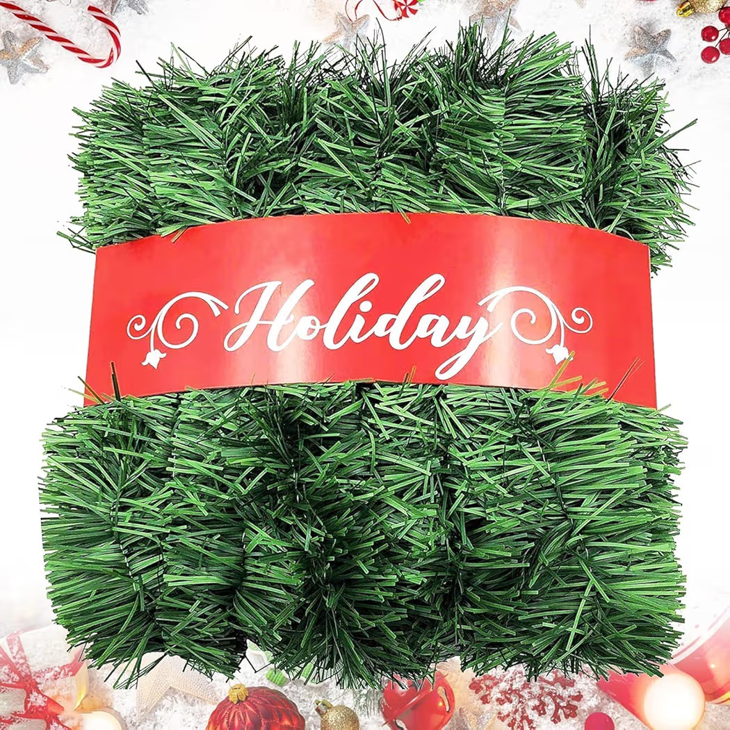 Christmas Garland, Artificial Non-Lit Soft Green Garlands 50FT Classic Christmas Greenery Garland... | Amazon (US)