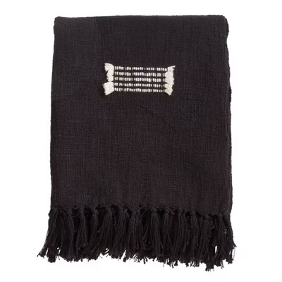 50"x60" Cotton Throw With Fringed Lines - SARO | Target