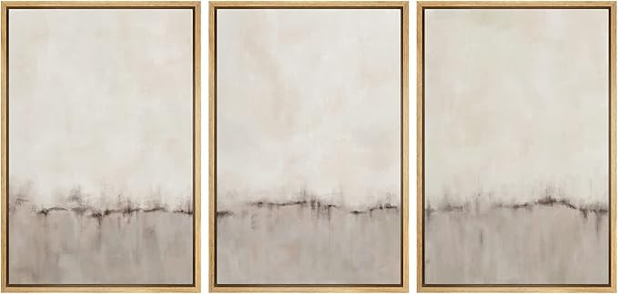 SIGNFORD Framed Canvas Print Wall Art Set Gray Pastel Watercolor Color Field Abstract Shapes Illu... | Amazon (US)