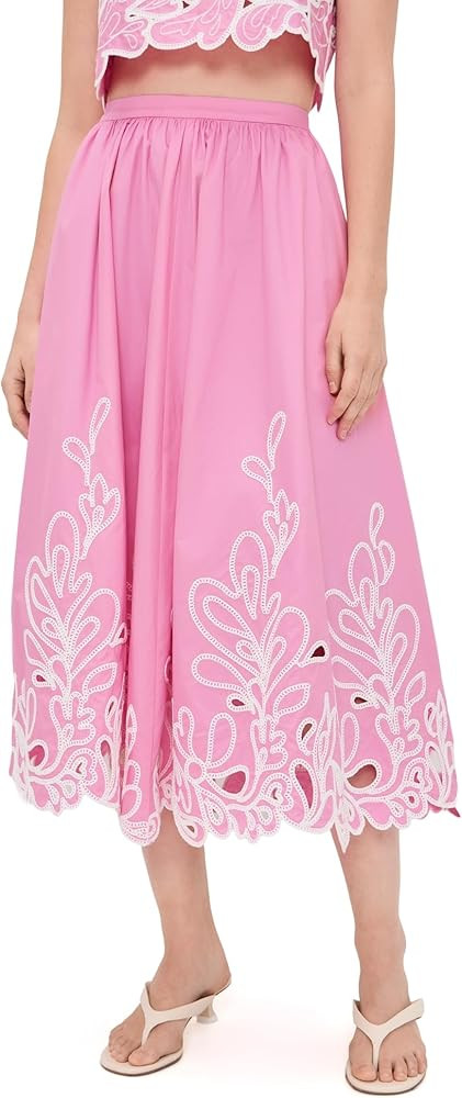 Cinq \u00e0 Sept Women's Paisley Bloom Embroidered Espe Skirt | Amazon (US)