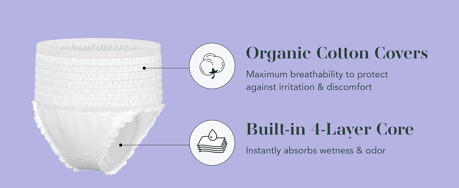 Rael Disposable Underwear for Women, Organic Cotton Cover - Incontinence Pads, Postpartum Essenti... | Amazon (US)