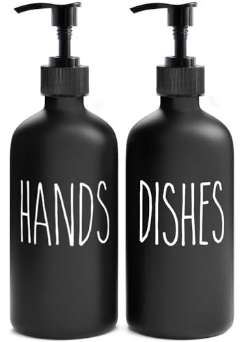 MOMEEMO Soap Dispenser Set 2 Pack, Contains Dish and Hand Soap Dispenser, Perfect for Black Kitchen Decor. (Black) | Amazon (US)