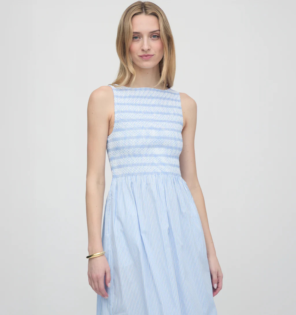 The Cosima Nap Dress - Blue/White Stripe | Hill House Home US