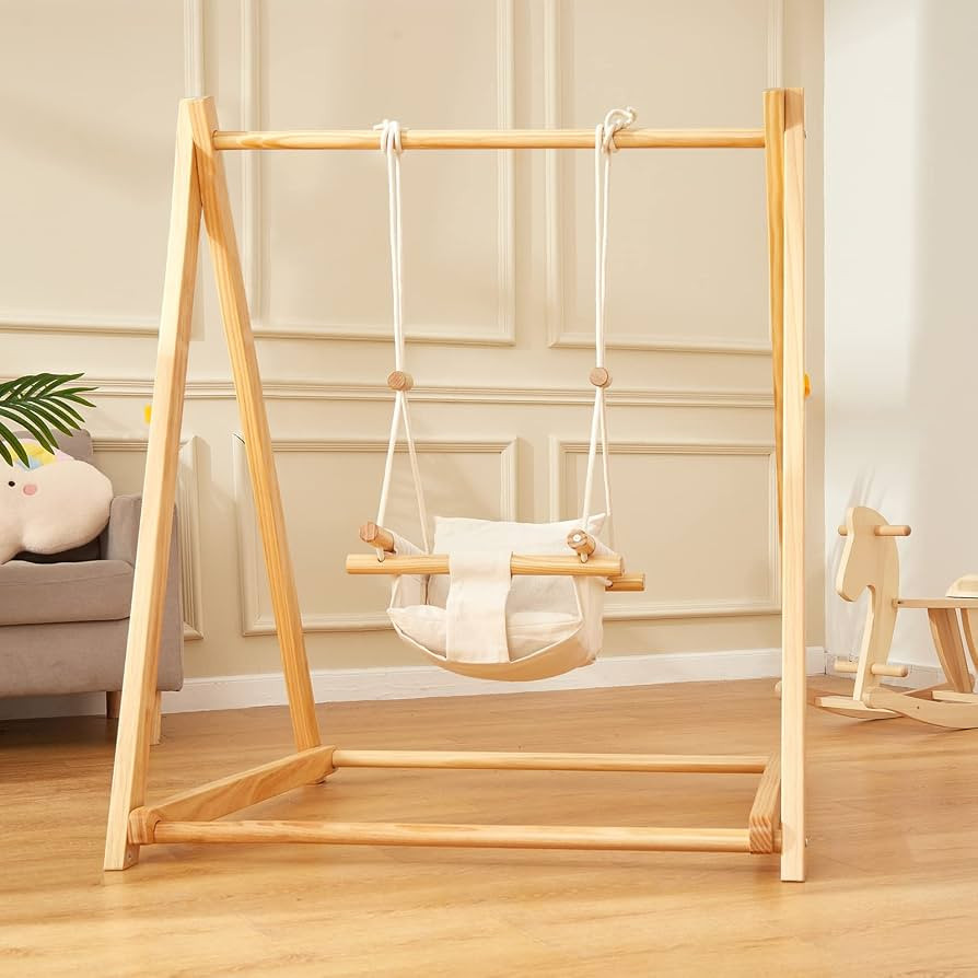 FUNLIO Wooden Toddler Swing Set with 4 Sandbags, Foldable Baby Swing Set with Durable Pine & Velc... | Amazon (US)