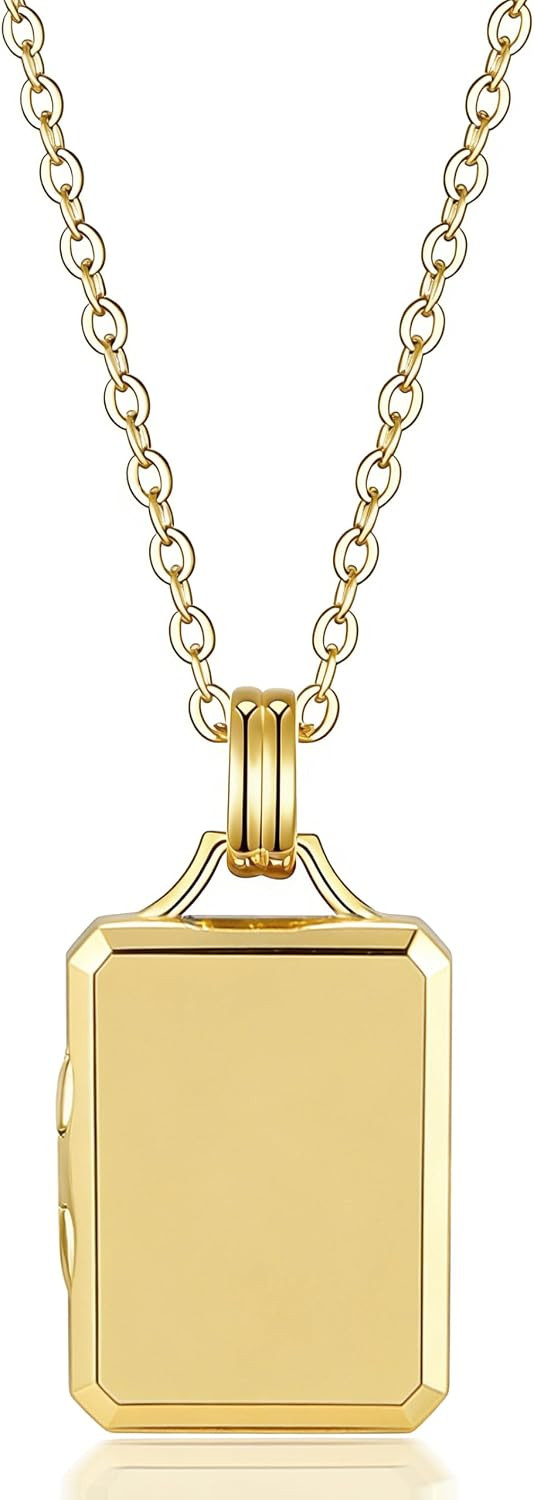 YOUFENG Love Heart Locket 14K Gold-Filled Oval Circle Rectangle Lockets that Hold Pictures Necklace for Women | Amazon (US)
