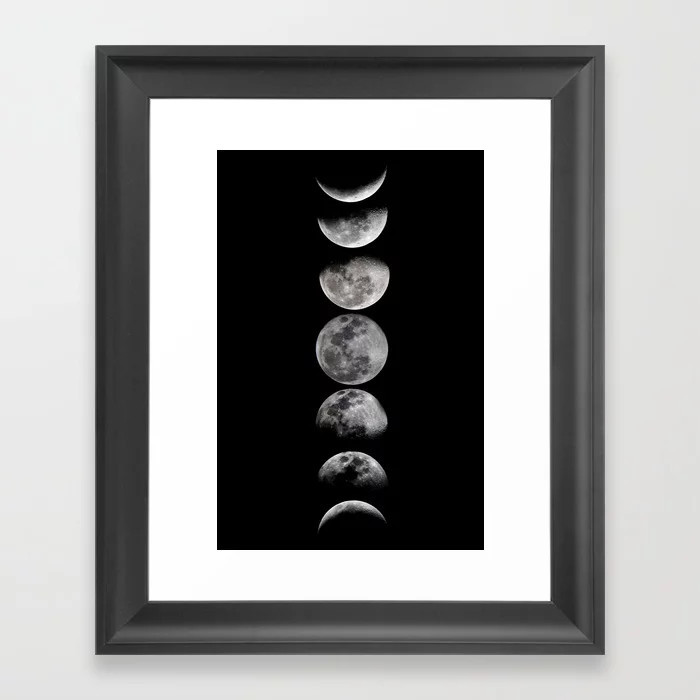 Phases of the Moon Framed Art Print | Society6