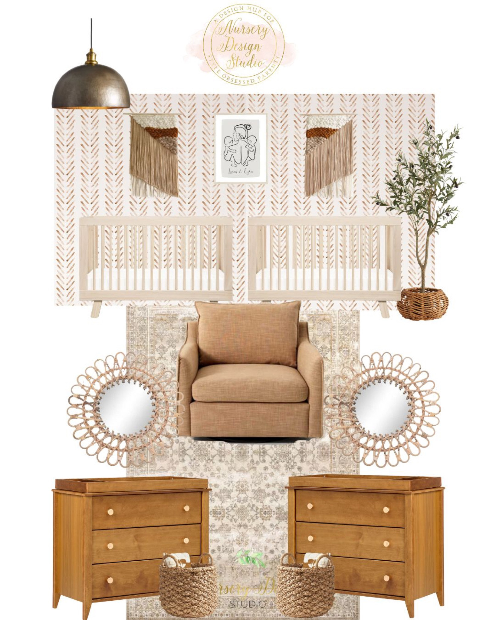 Boho nursery, twin nursery, boho decor, brown chair, rattan decor 

#LTKbaby #LTKhome #LTKbump