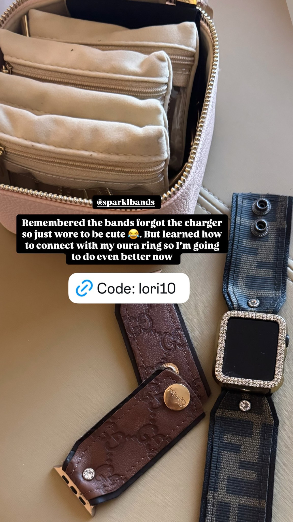Remembered the bands forgot the charger so just wore to be cute 😂. But learned how to connect with my oura ring. 
Code lori10

#LTKSaleAlert #LTKOver40 #LTKActive