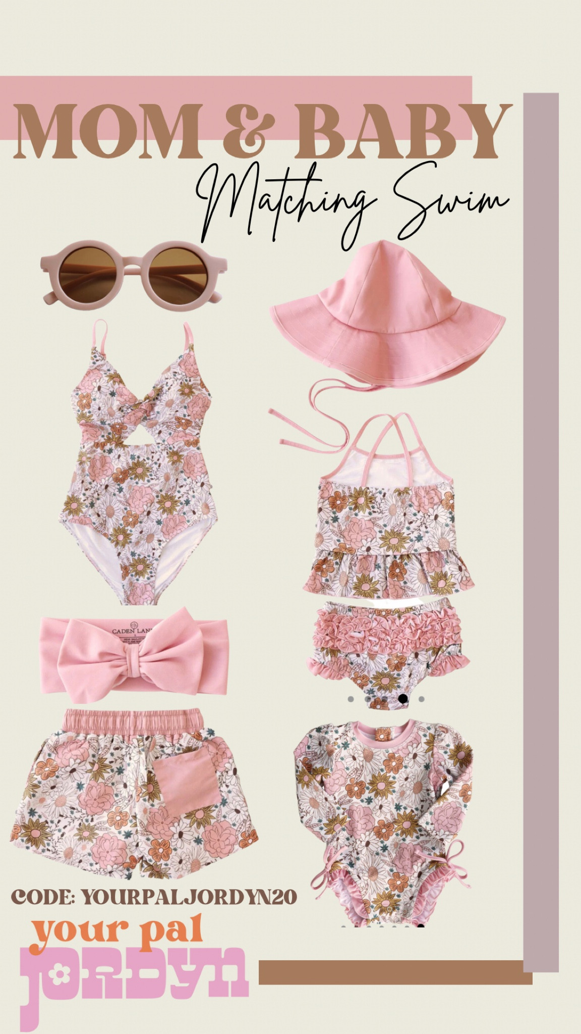 MOM & ME MATCHING SWIMSUITS: suits come in prints for mom, baby boy, baby girl and dad. Code YOURPALJORDYN20 works sitewide.

#LTKunder50 #LTKbaby #LTKswim